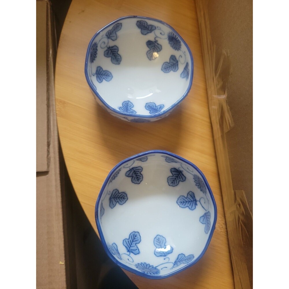 Little Ceramic White And Blue Bowls